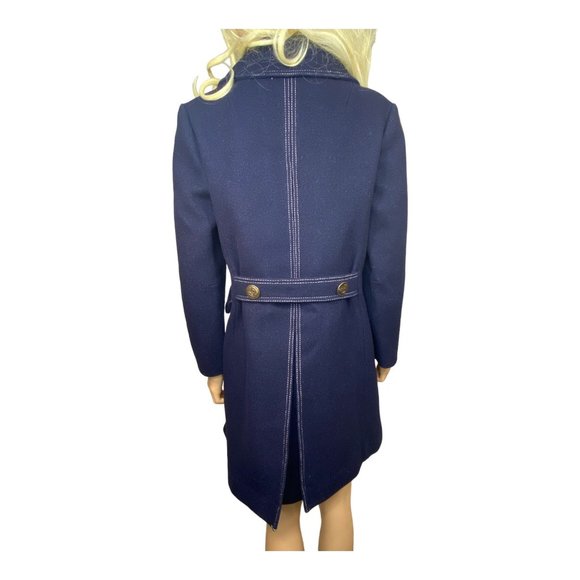 Vintage Arthur Jay Wool Peacoat S/M Navy Contrast Gold Button Quilted Liner Warm - Picture 13 of 16